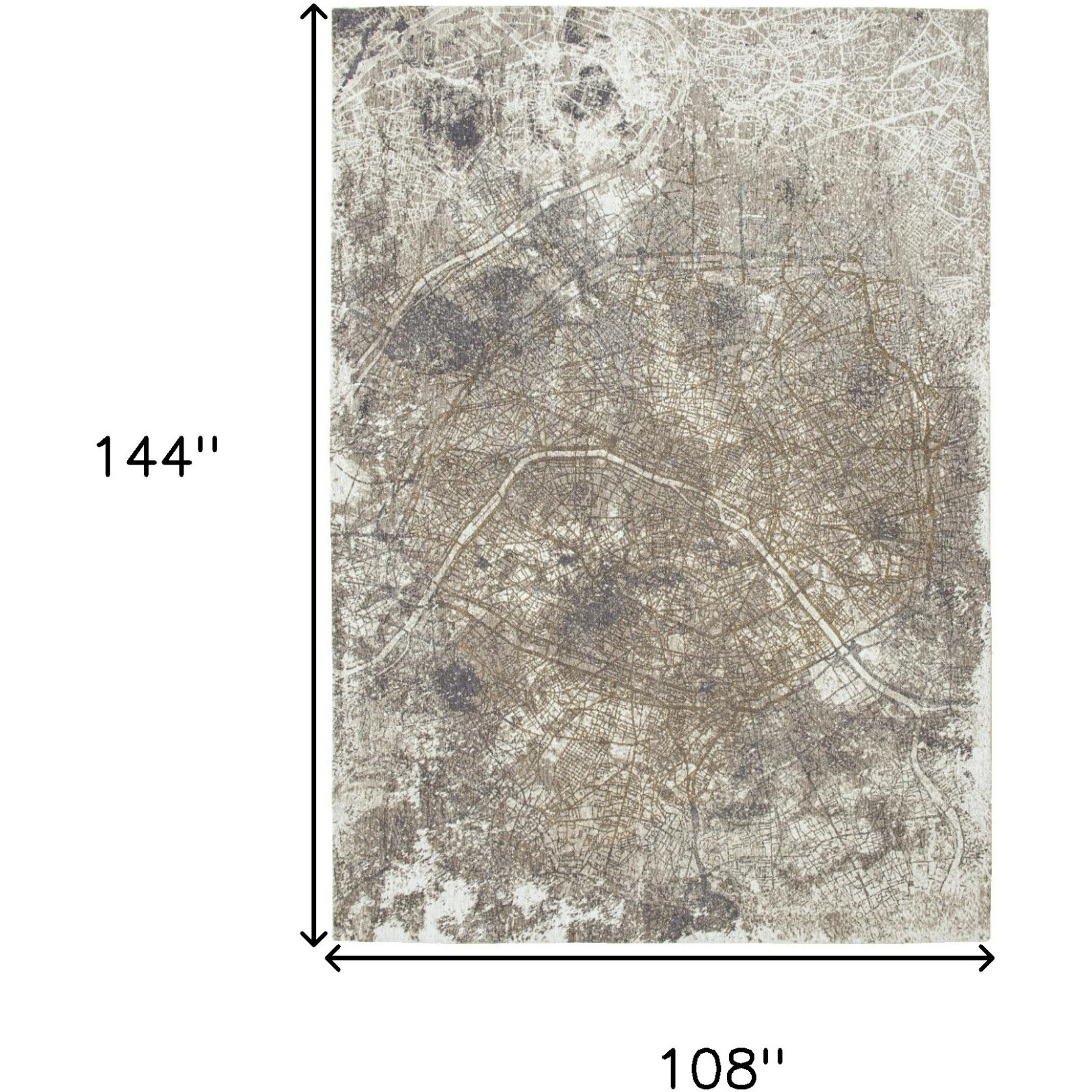 9' X 13' Gray and White Abstract Non Skid Area Rug