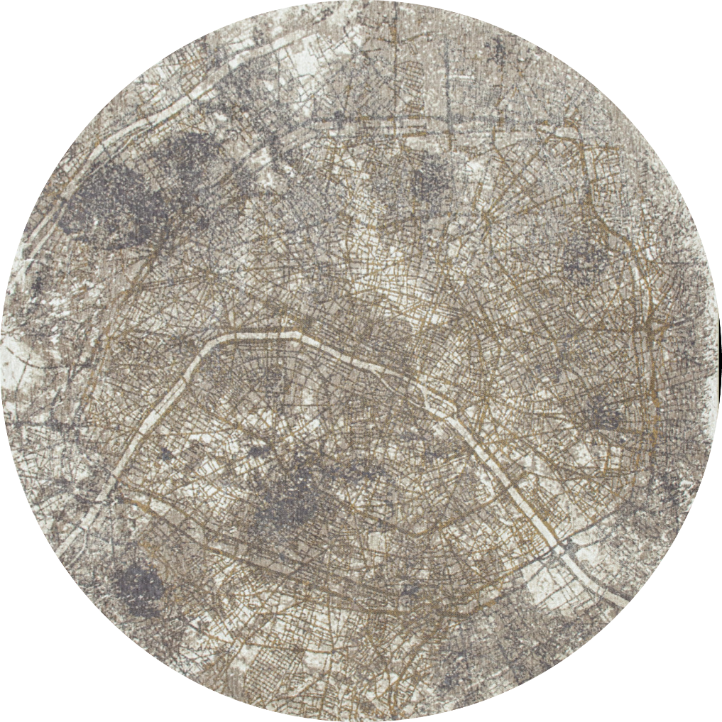 8' Gray and White Round Abstract Non Skid Area Rug