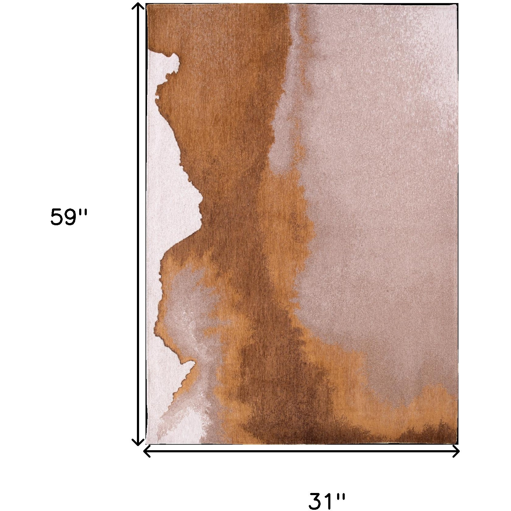 3' X 5' Yellow and Brown Abstract Non Skid Area Rug