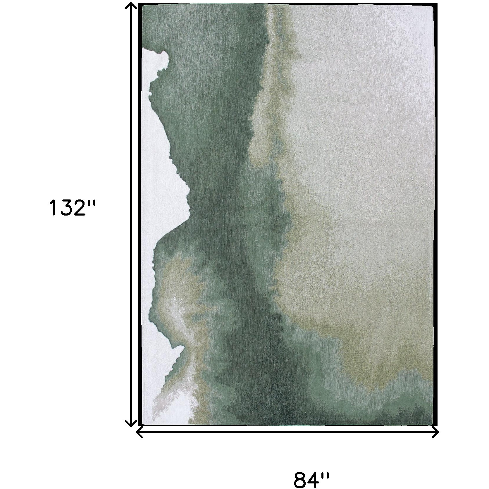 8' X 11' Gray and Green Abstract Non Skid Area Rug