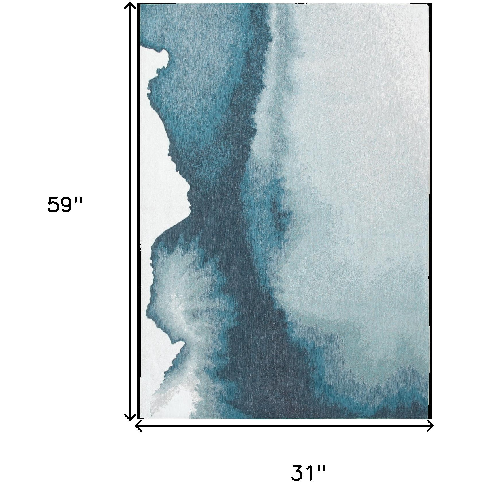 3' X 5' Blue and Gray Abstract Non Skid Area Rug
