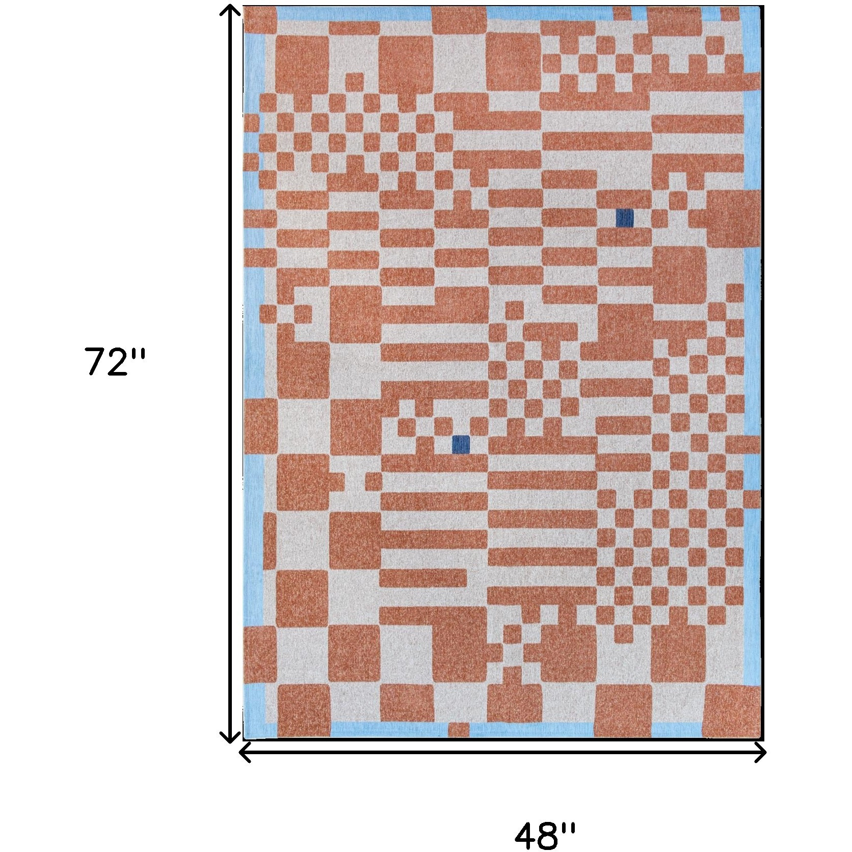 5' X 7' Blue and Red Geometric Non Skid Area Rug