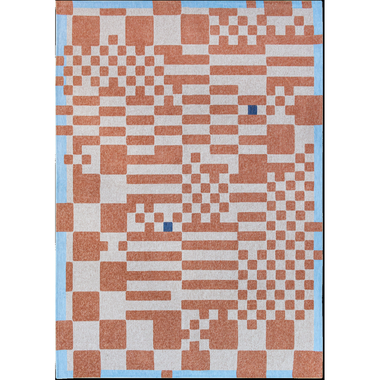 5' X 7' Blue and Red Geometric Non Skid Area Rug