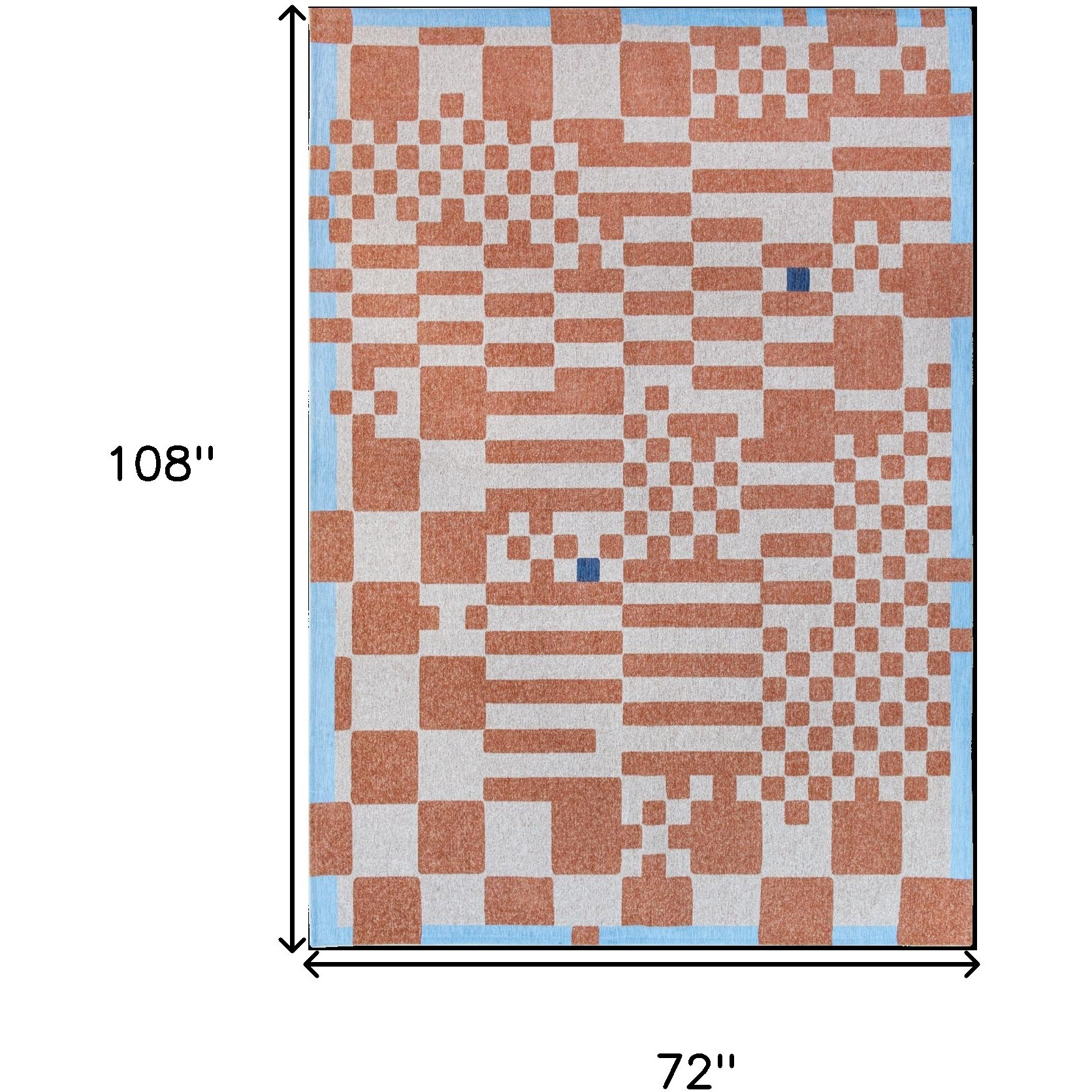 7' X 9' Blue and Red Geometric Non Skid Area Rug