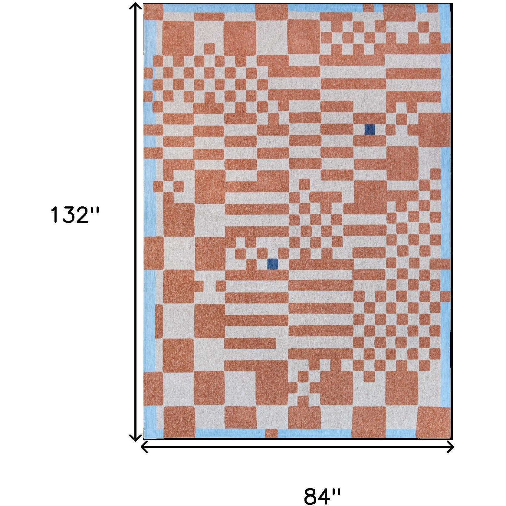 8' X 11' Blue and Red Geometric Non Skid Area Rug