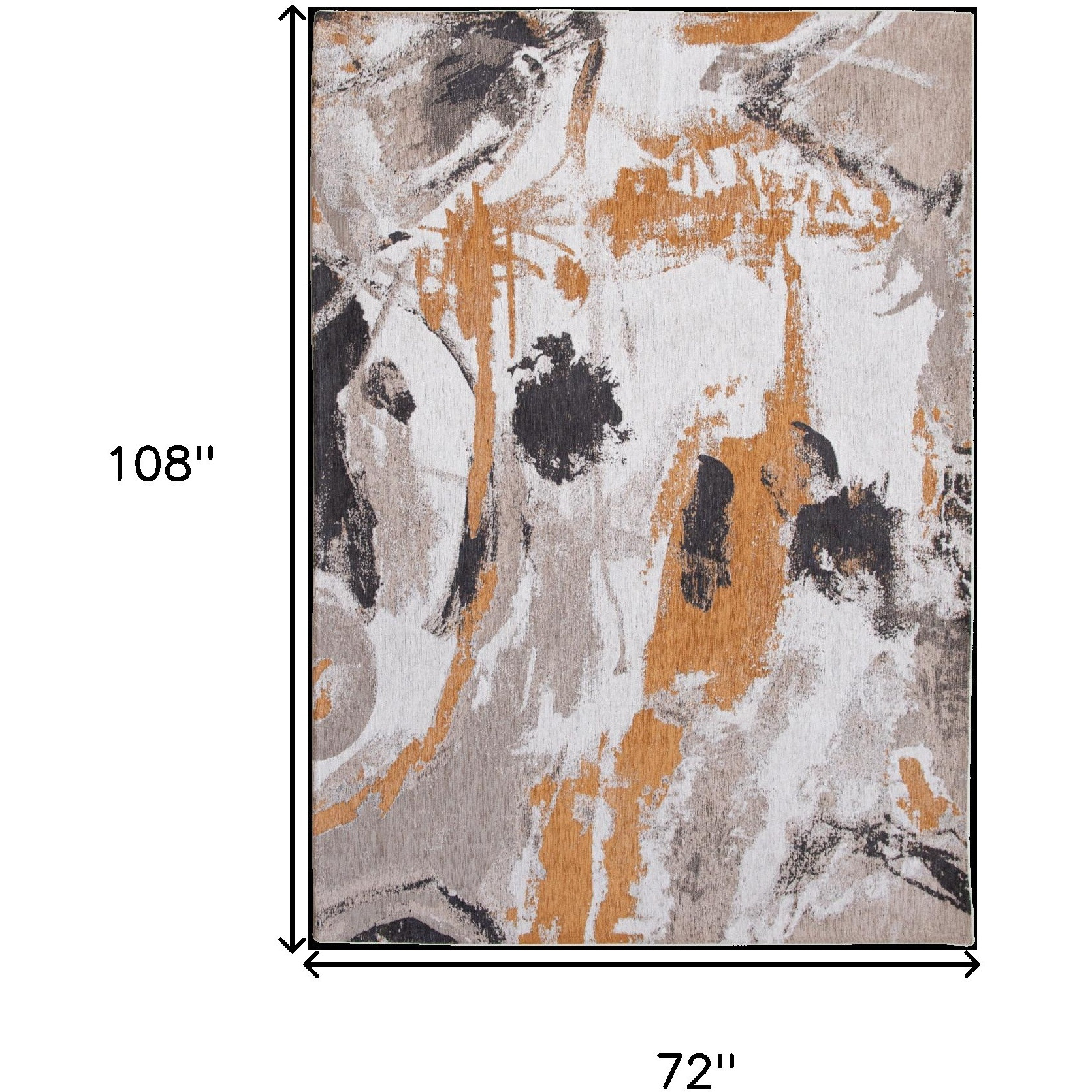 7' X 9' Gray and White Abstract Non Skid Area Rug