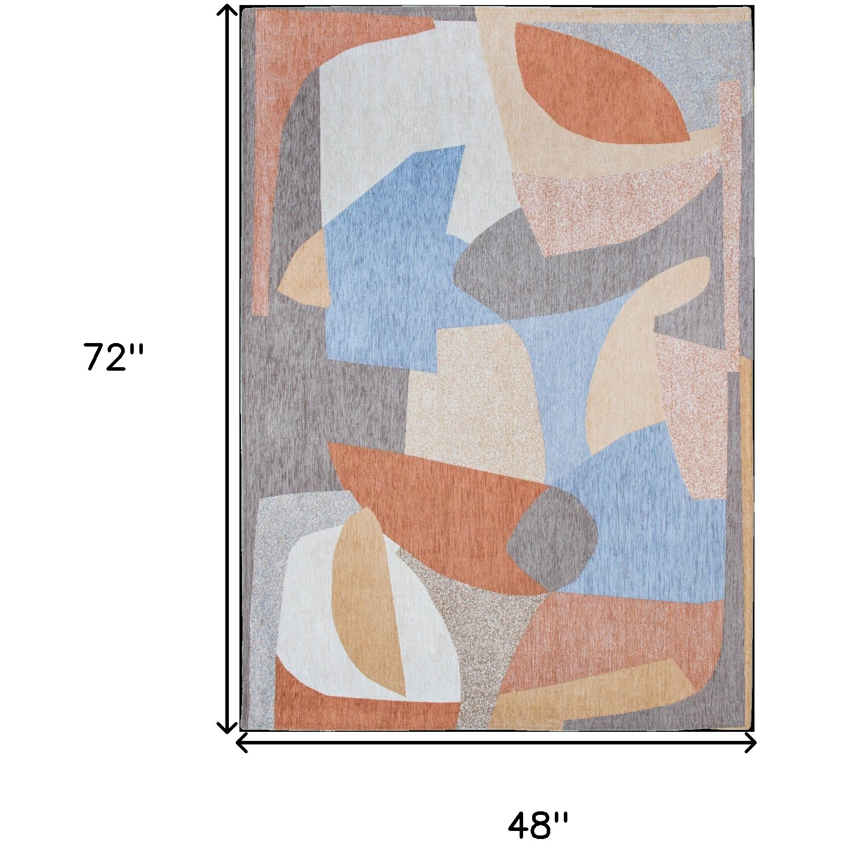 5' X 7' Blue and Gray Abstract Non Skid Area Rug