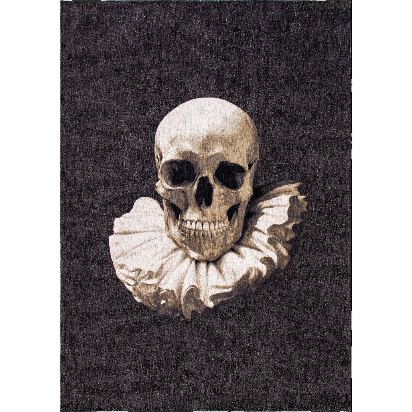 9' X 13' Black and White Funky Skull Non Skid Area Rug
