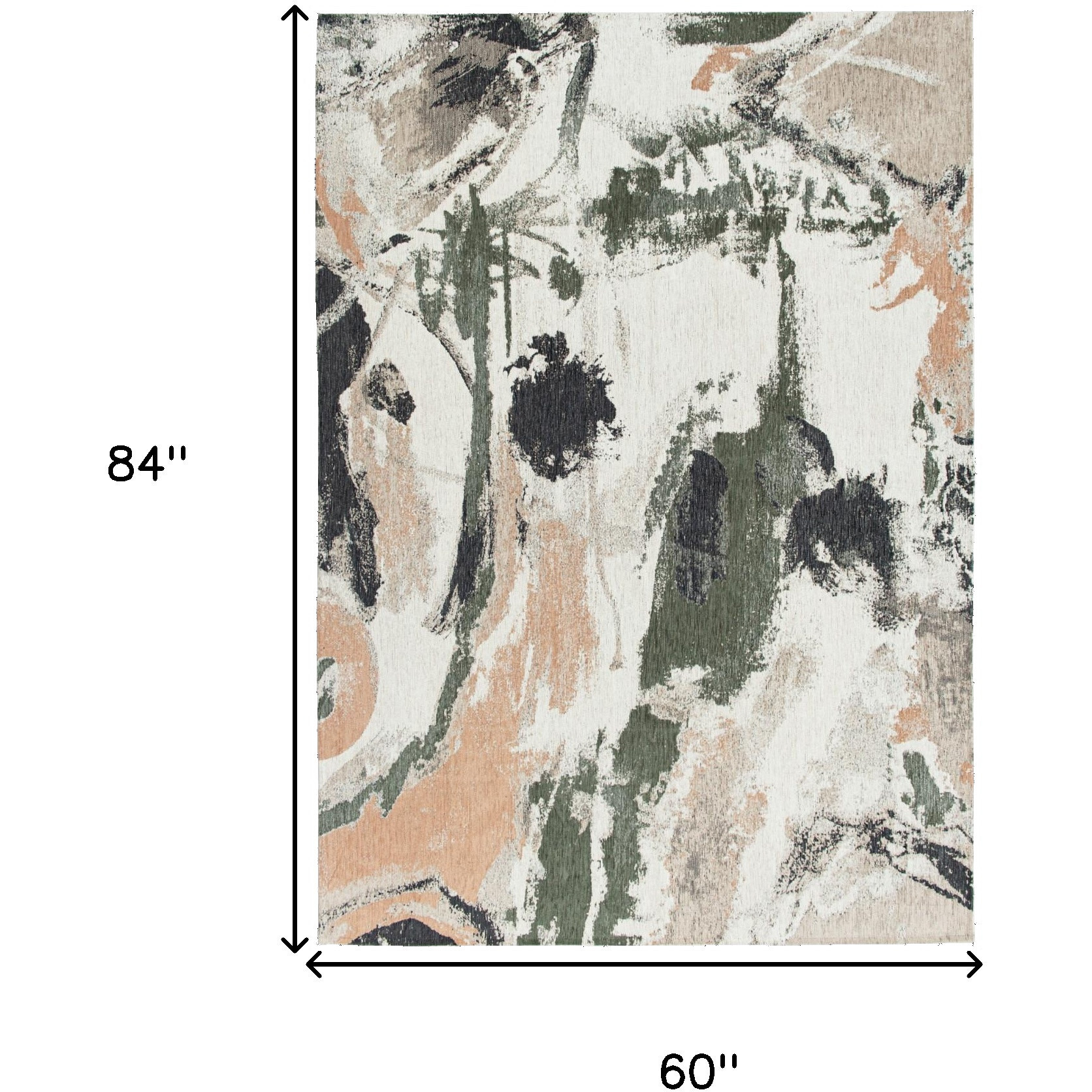 6' X 8' Gray and Orange Abstract Non Skid Area Rug