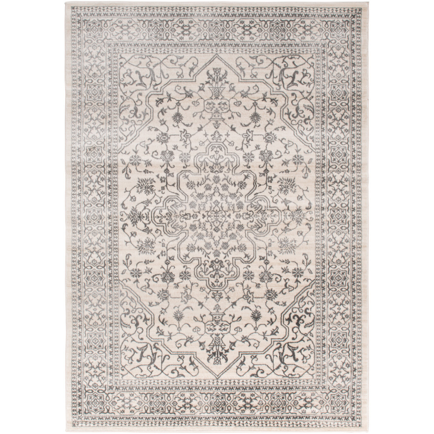 8' X 10' Ivory and Gray Oriental Area Rug