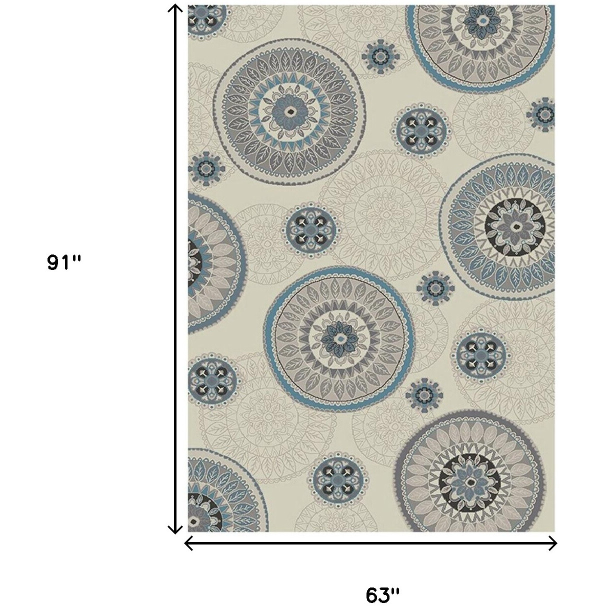 5' X 8' Ivory and Gray Geometric Area Rug