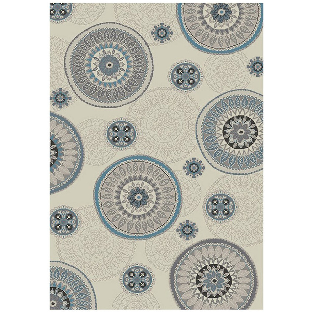 5' X 8' Ivory and Gray Geometric Area Rug