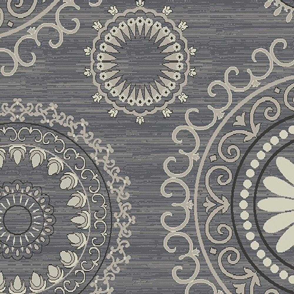 8' X 10' Gray and Ivory Geometric Area Rug