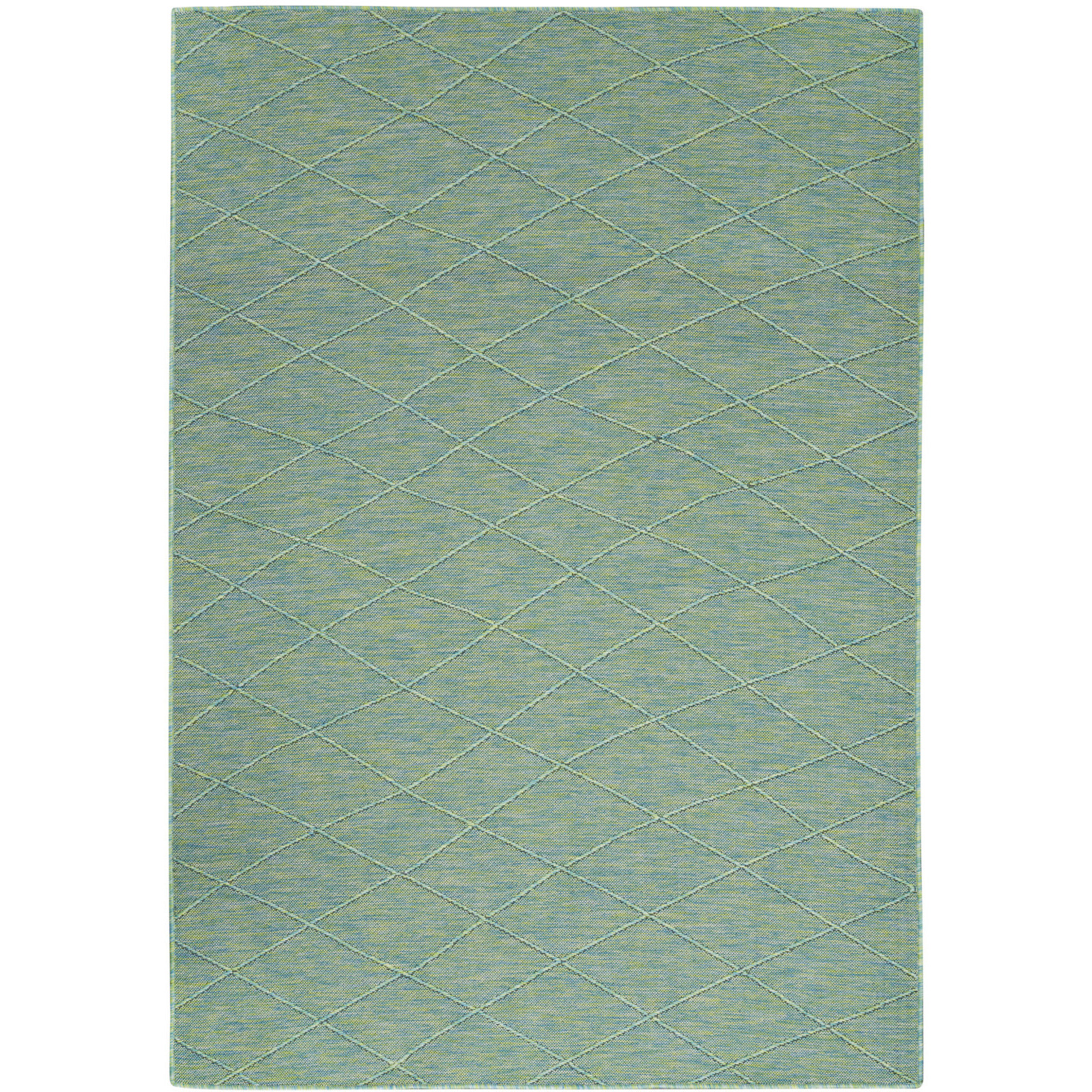4' X 6' Blue Geometric Power Loom Non Skid Area Rug