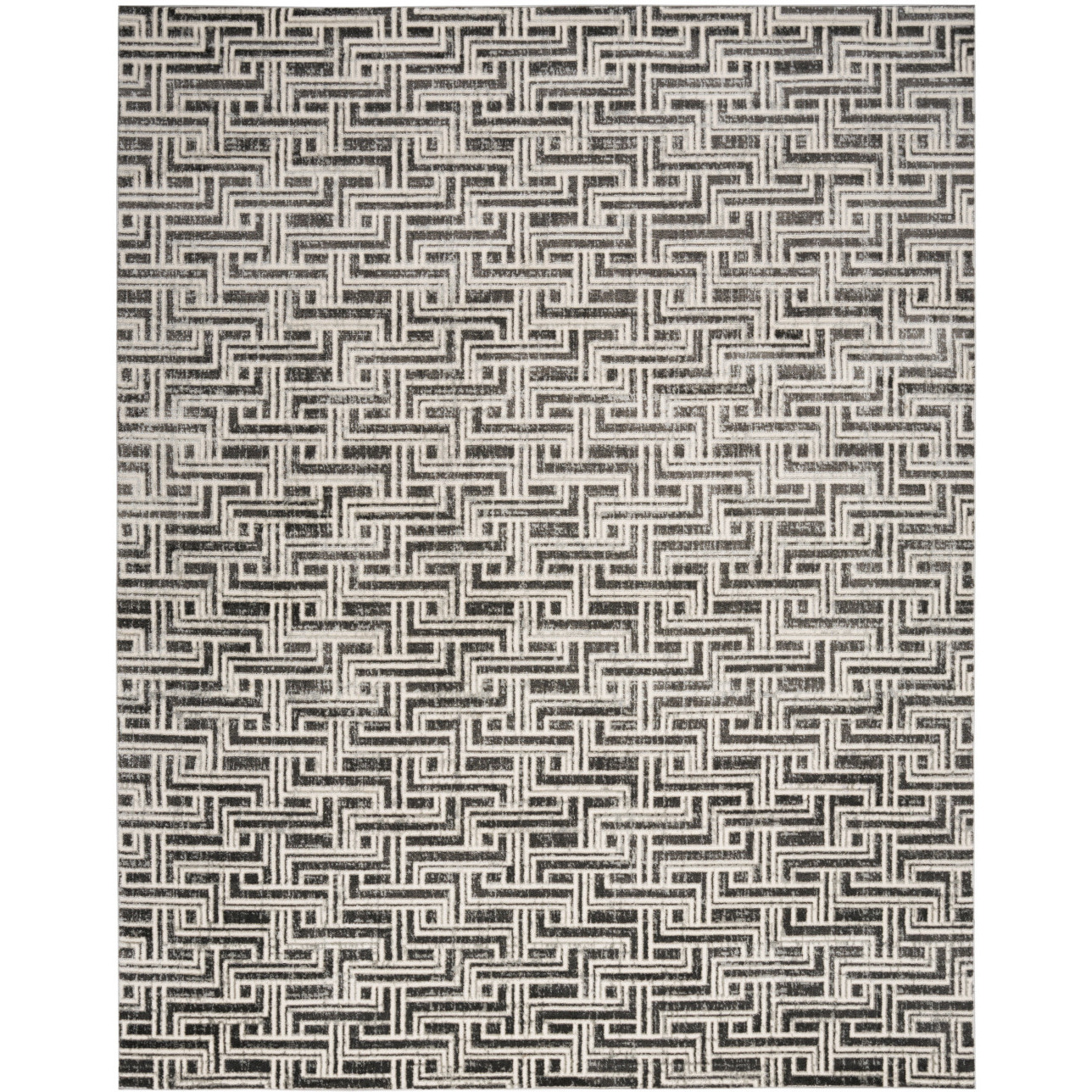9' X 12' Gray Geometric Distressed Area Rug