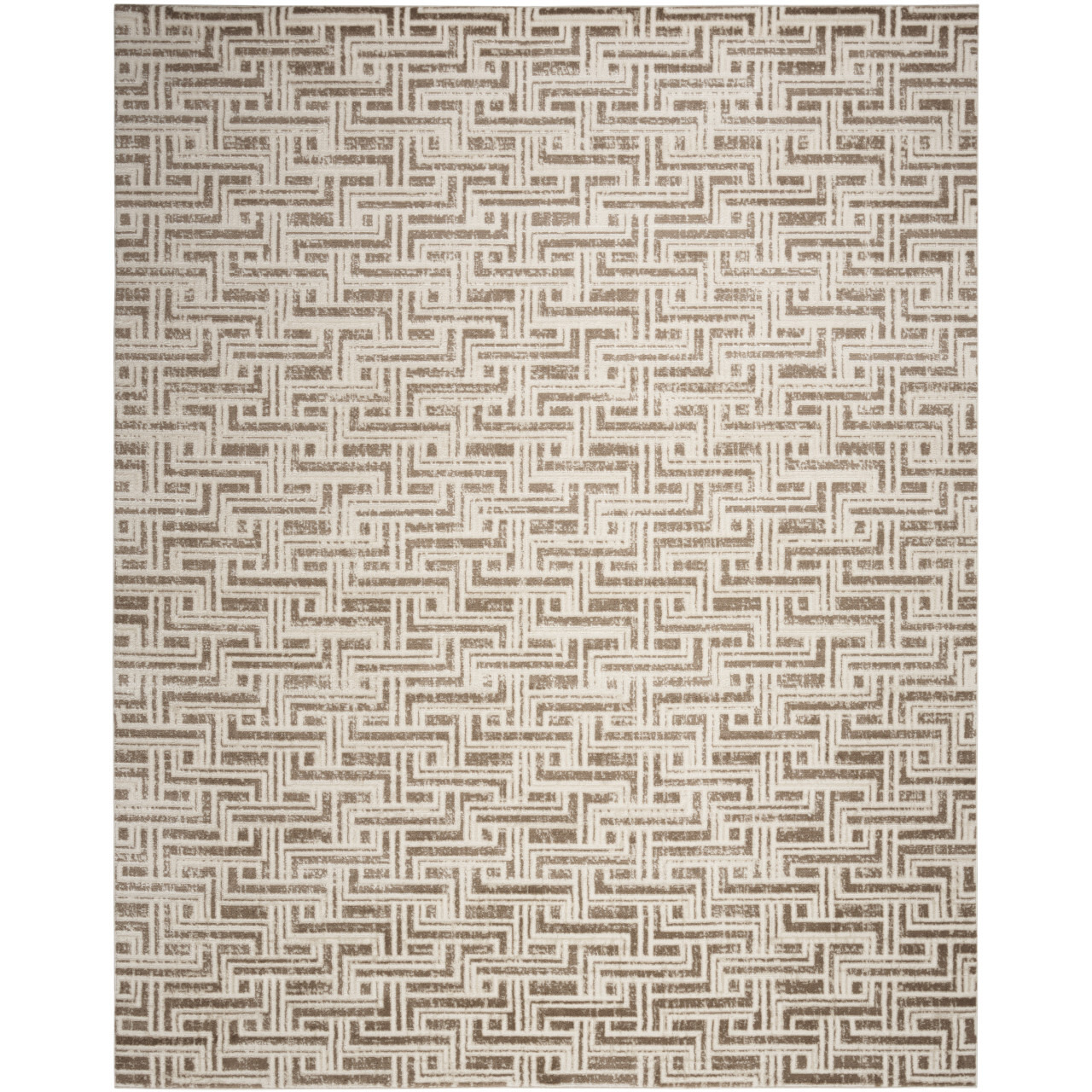 5' X 7' Brown Geometric Distressed Area Rug