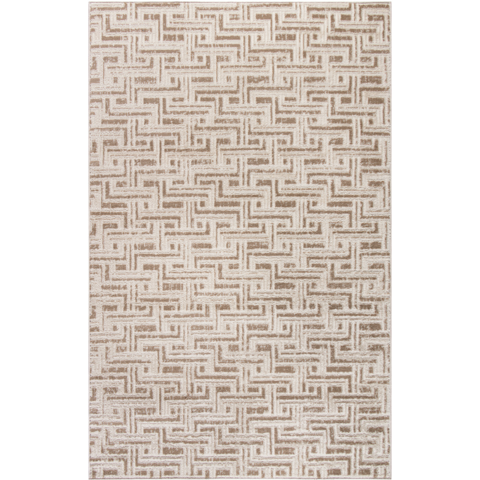 4' X 6' Brown Geometric Distressed Area Rug