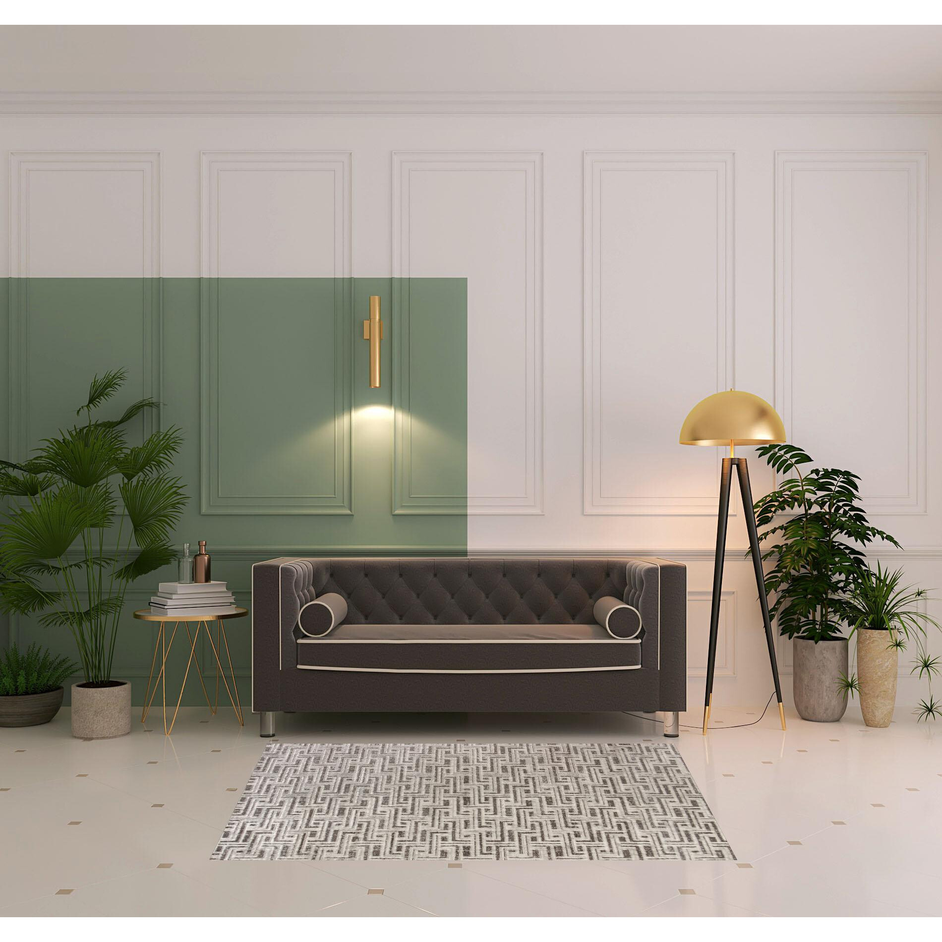 4' X 6' Gray Geometric Distressed Area Rug