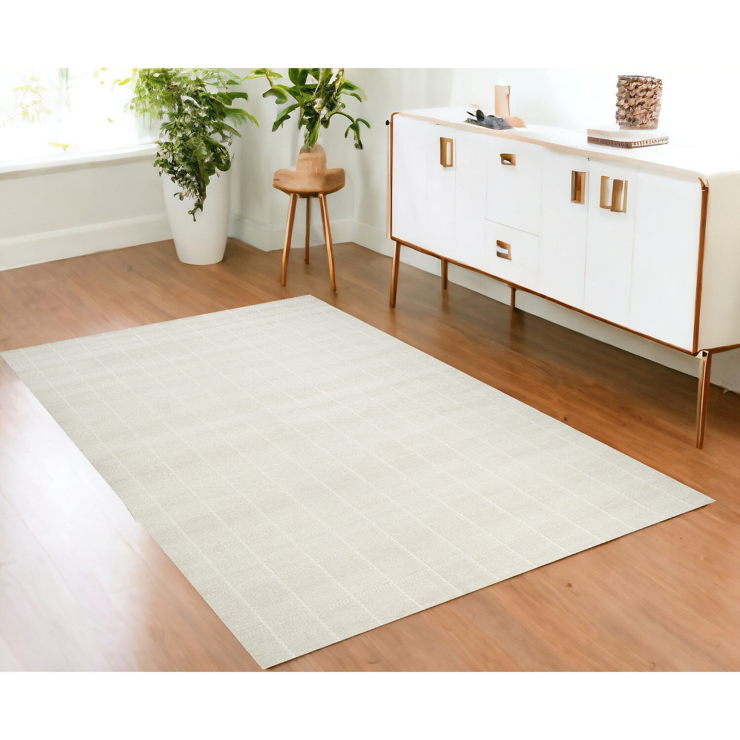 4' X 6' Cream Geometric Area Rug