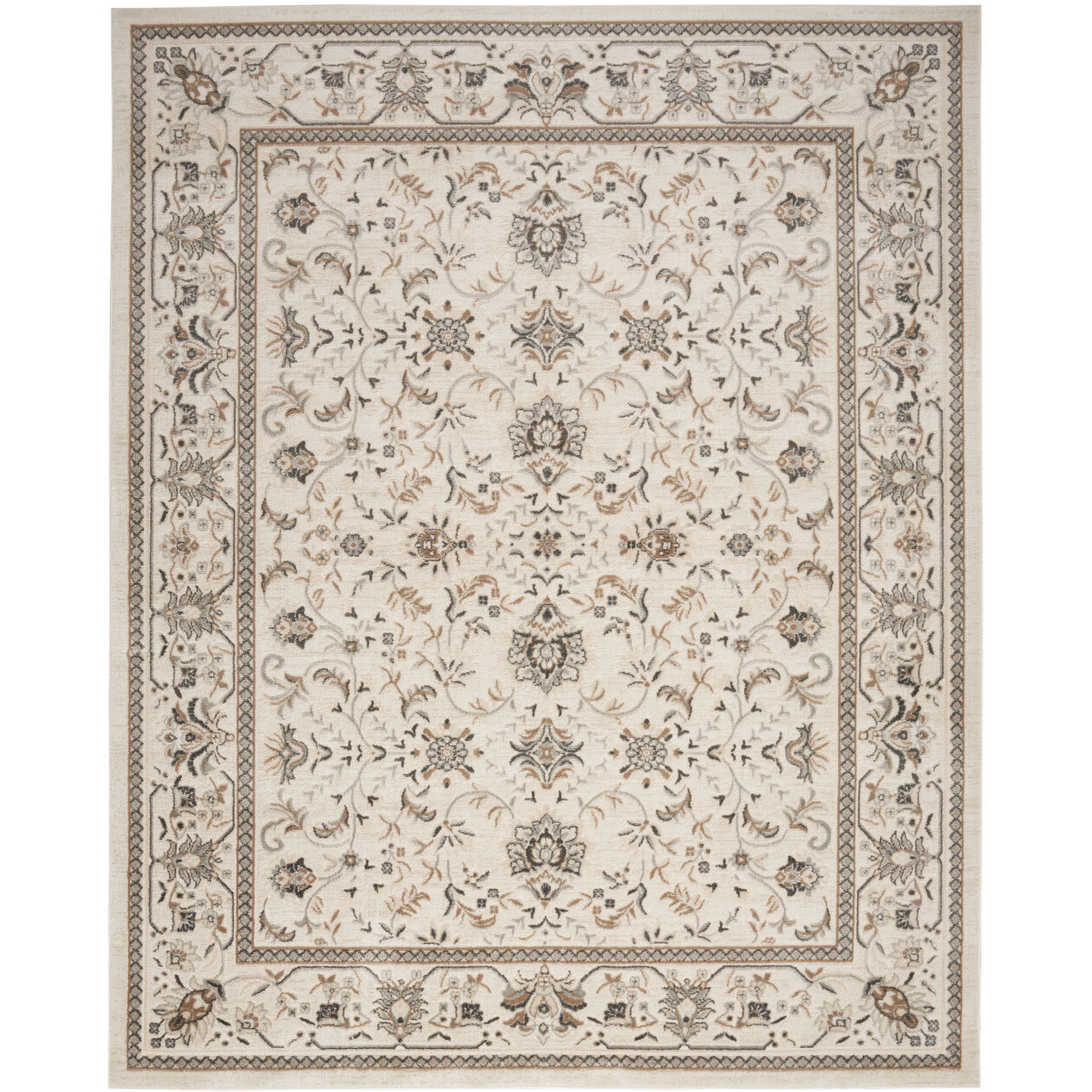 5' X 7' Cream Floral Distressed Area Rug
