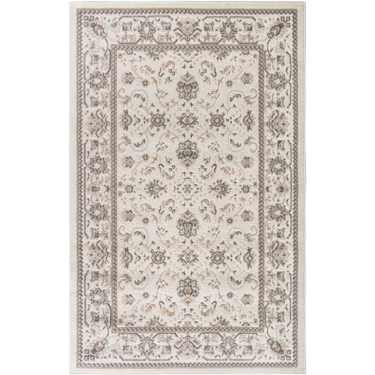 4' X 6' Cream Floral Distressed Area Rug