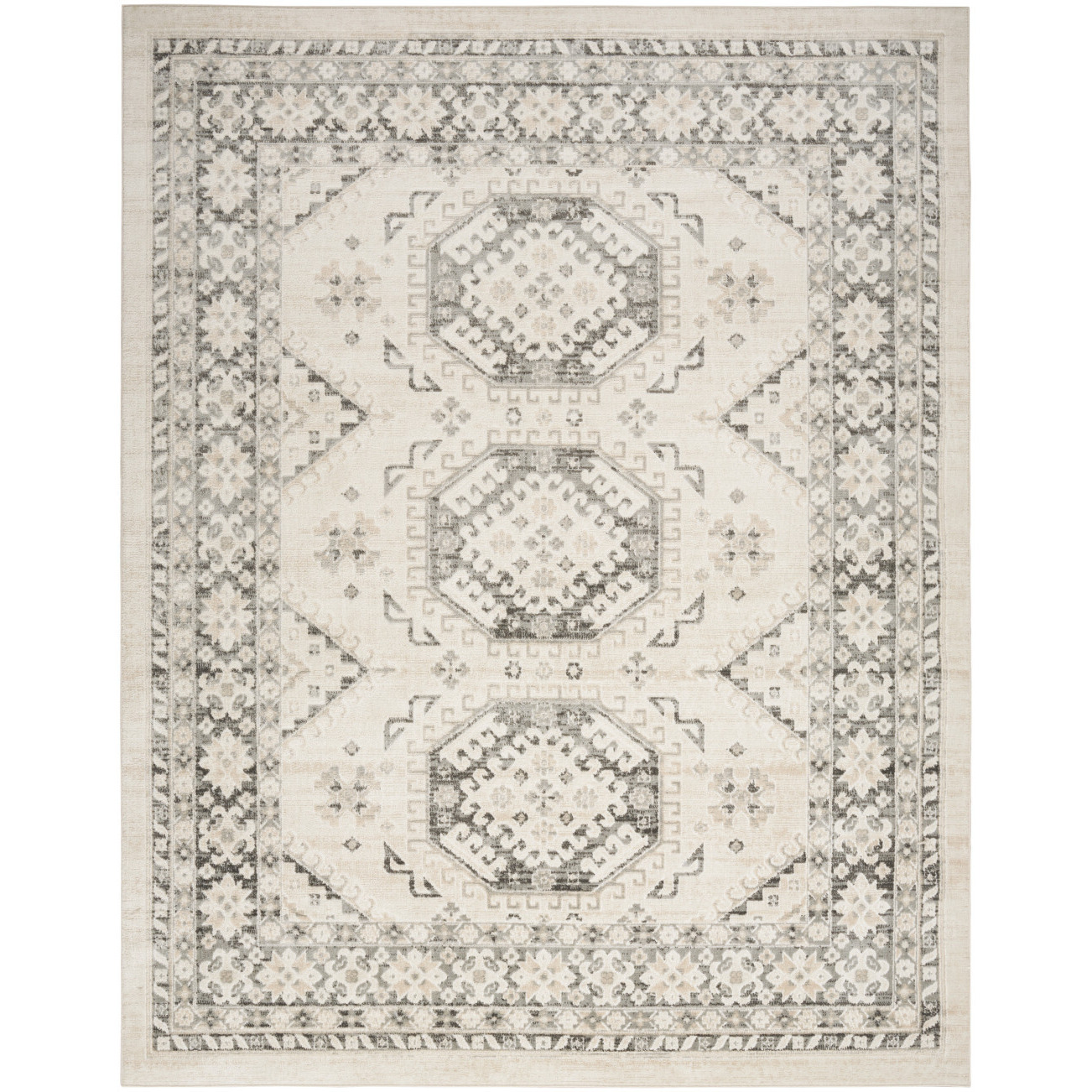 8' X 10' Gray Geometric Distressed Area Rug