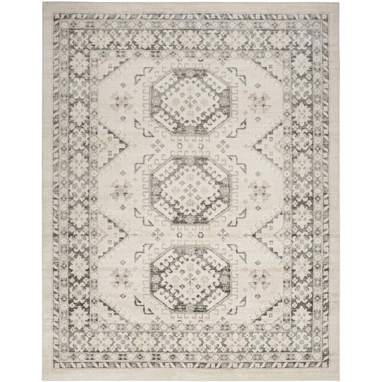5' X 7' Gray Geometric Distressed Area Rug