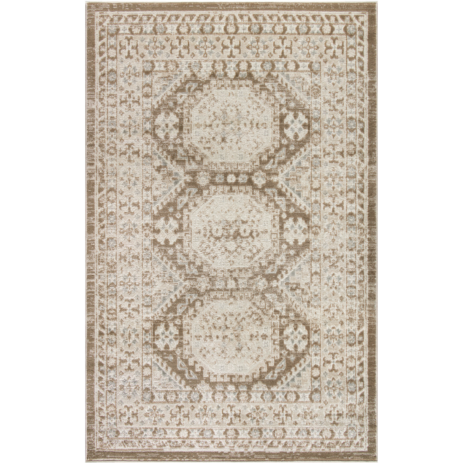 4' X 6' Brown Geometric Distressed Area Rug