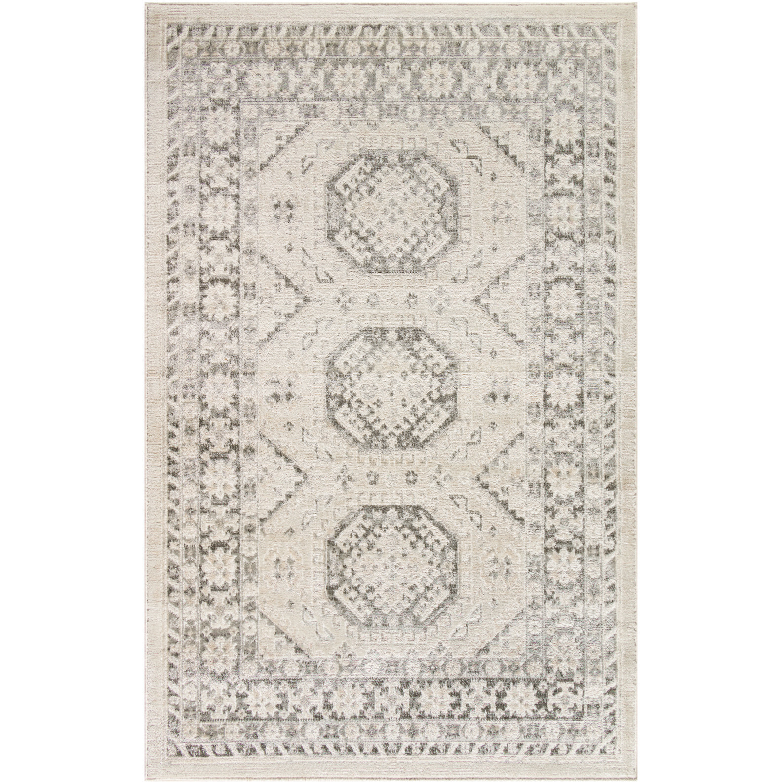 4' X 6' Gray Geometric Distressed Area Rug