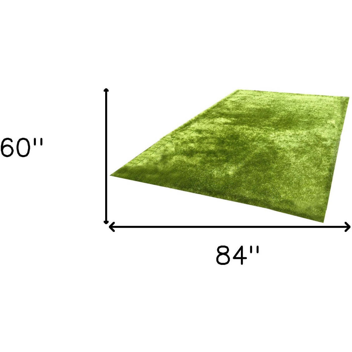 5' X 7' Lime Green Shag Hand Tufted Area Rug