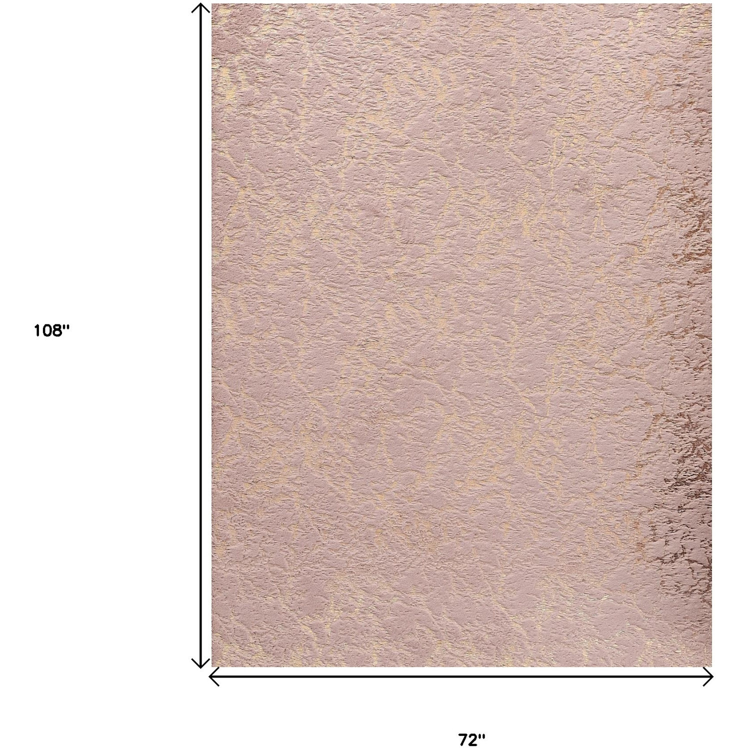 6' X 9' Pink and Gold Faux Fur Abstract Shag Non Skid Area Rug