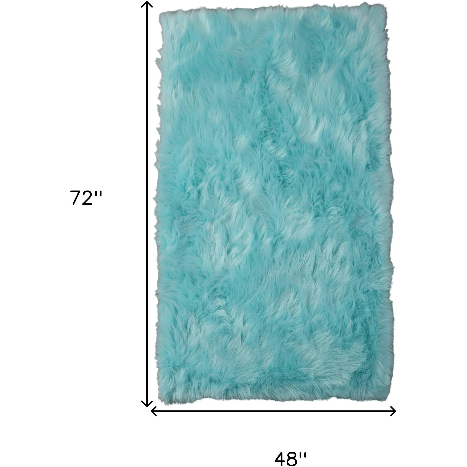 4' X 6' Turquoise Faux Sheepskin Shag Washable Area Rug