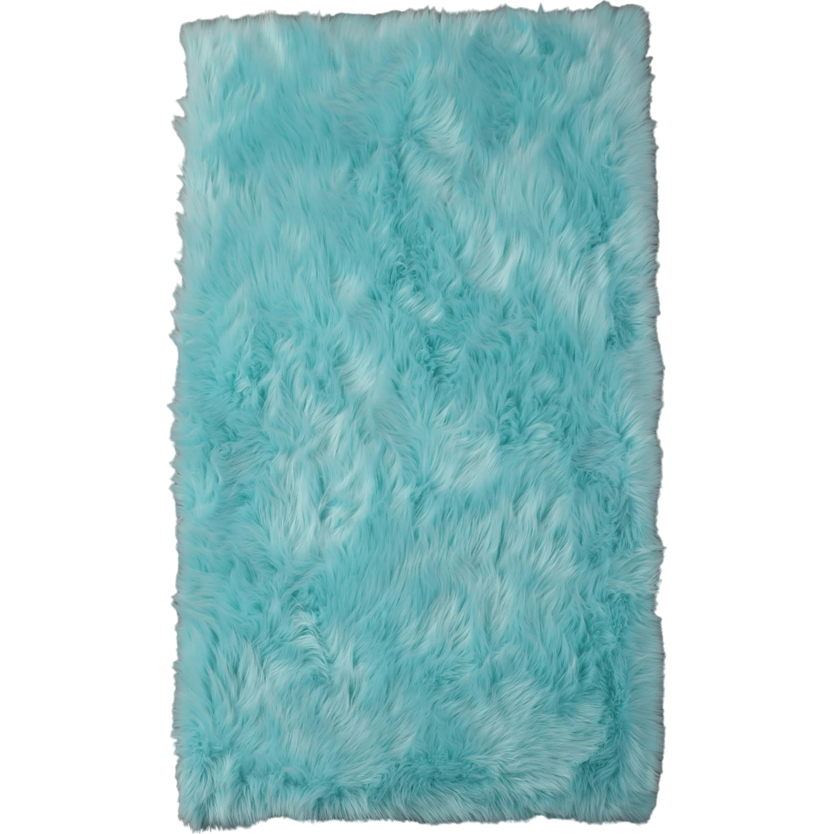 4' X 6' Turquoise Faux Sheepskin Shag Washable Area Rug