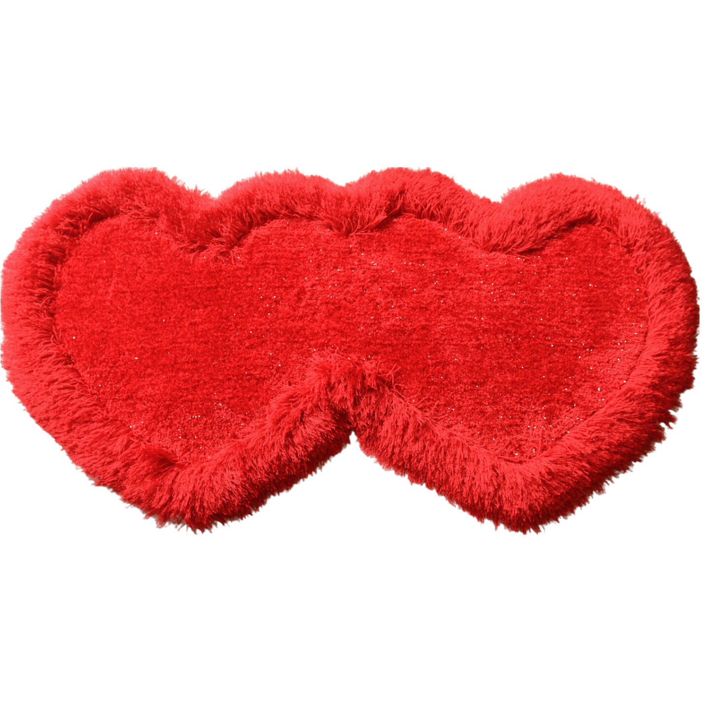 2' X 5' Red Dual Heart Shag Hand Tufted Area Rug