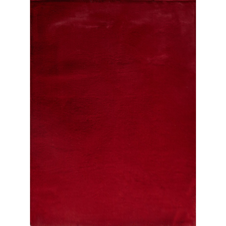 5' X 8' Red Faux Fur Shag Washable Non Skid Area Rug