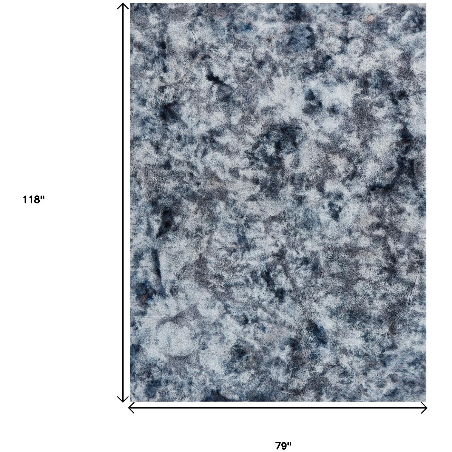 7' X 10' Gray and White FauX Fur Abstract Shag Non Skid Area Rug