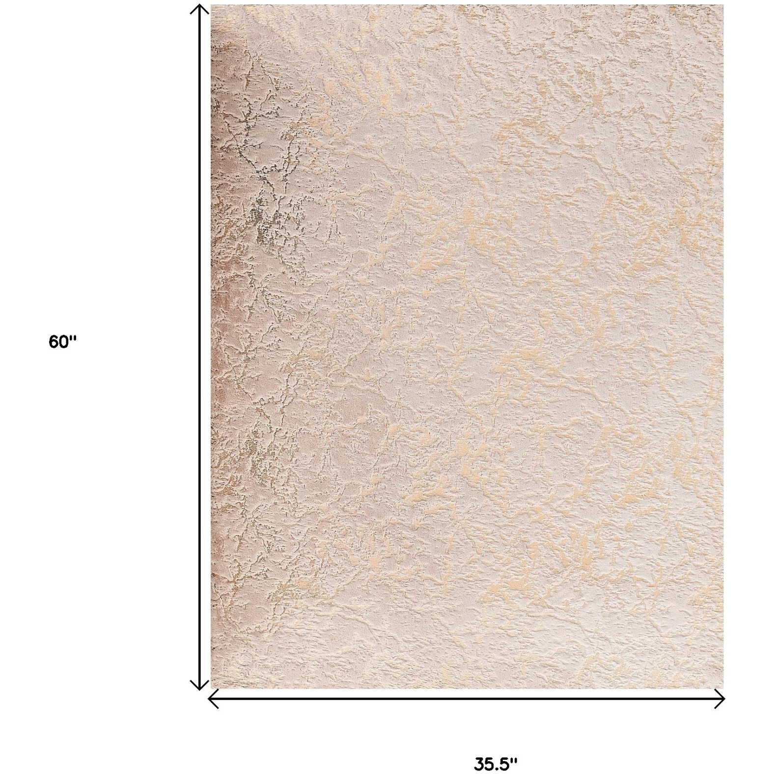 3' X 5' Beige and Gold Faux Fur Abstract Shag Non Skid Area Rug