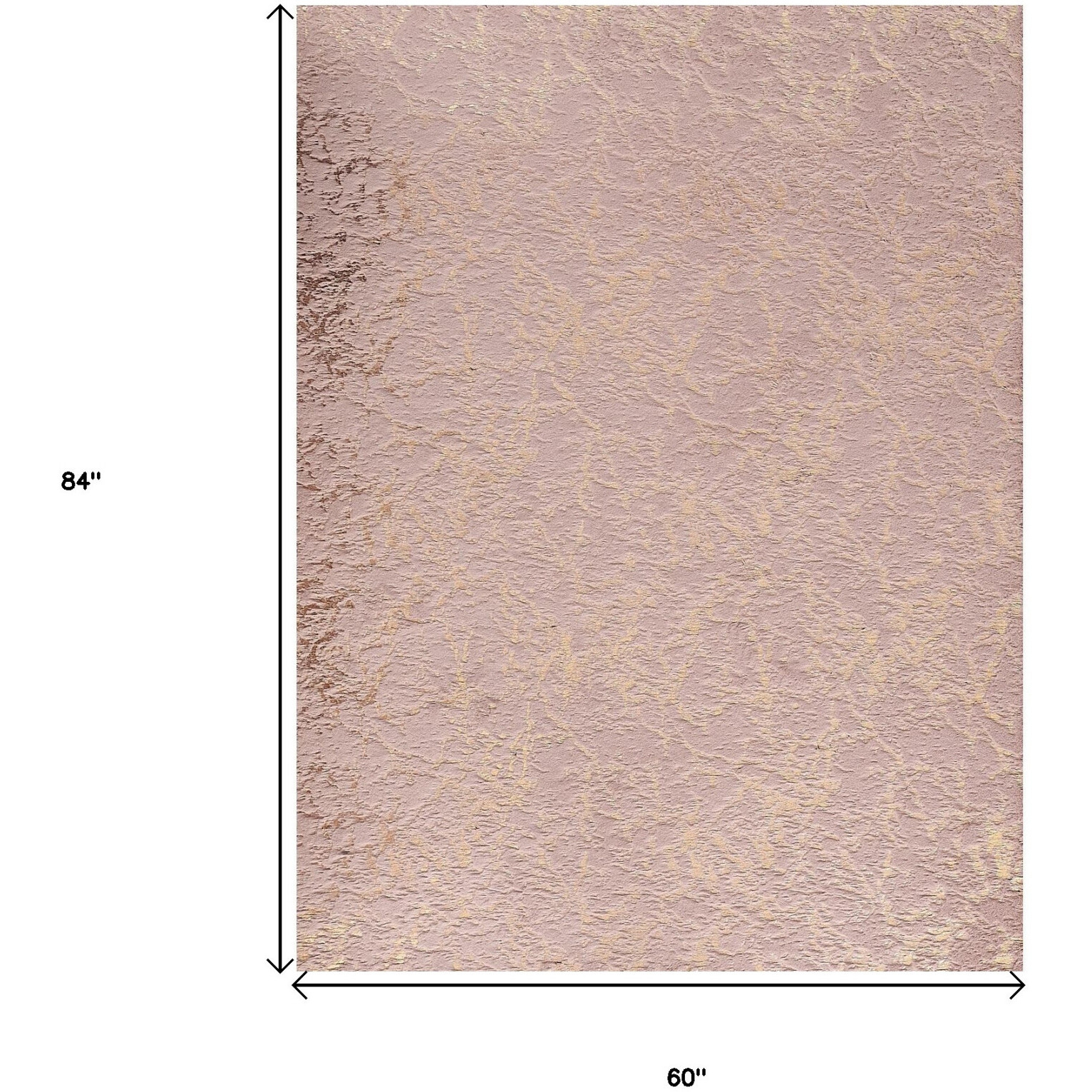 5' X 7' Pink and Gold Faux Fur Abstract Shag Non Skid Area Rug