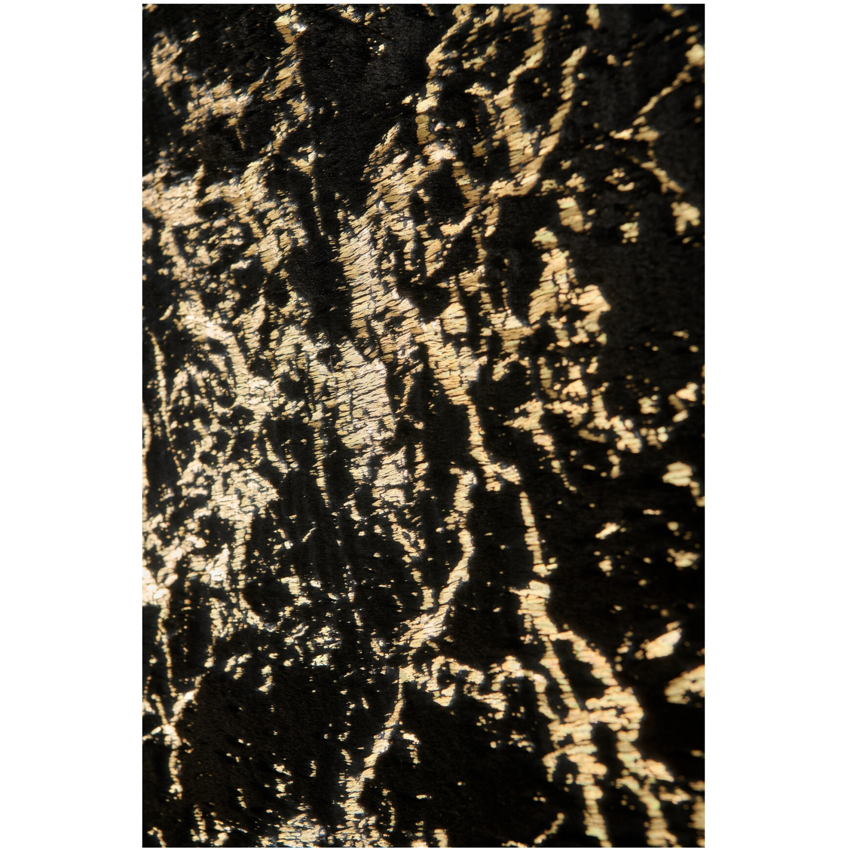 4' X 6' Black and Gold Faux Fur Abstract Shag Non Skid Area Rug