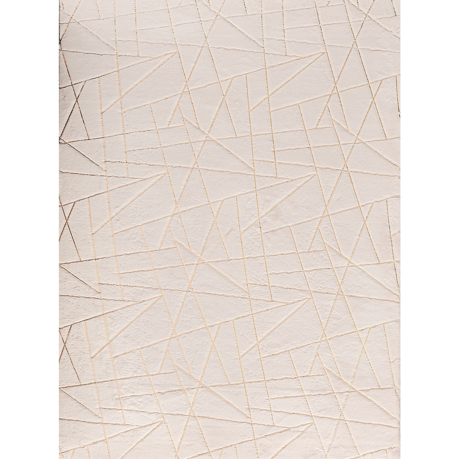 4' X 6' Beige and Gold Faux Fur Abstract Shag Non Skid Area Rug