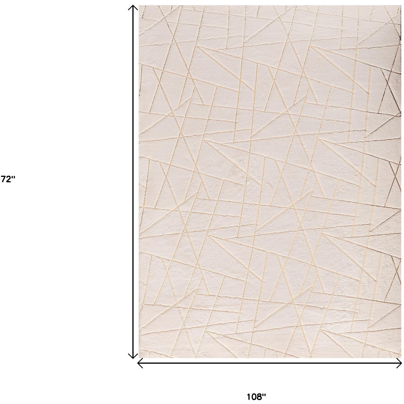 6' X 9' Beige and Gold Faux Fur Abstract Shag Non Skid Area Rug