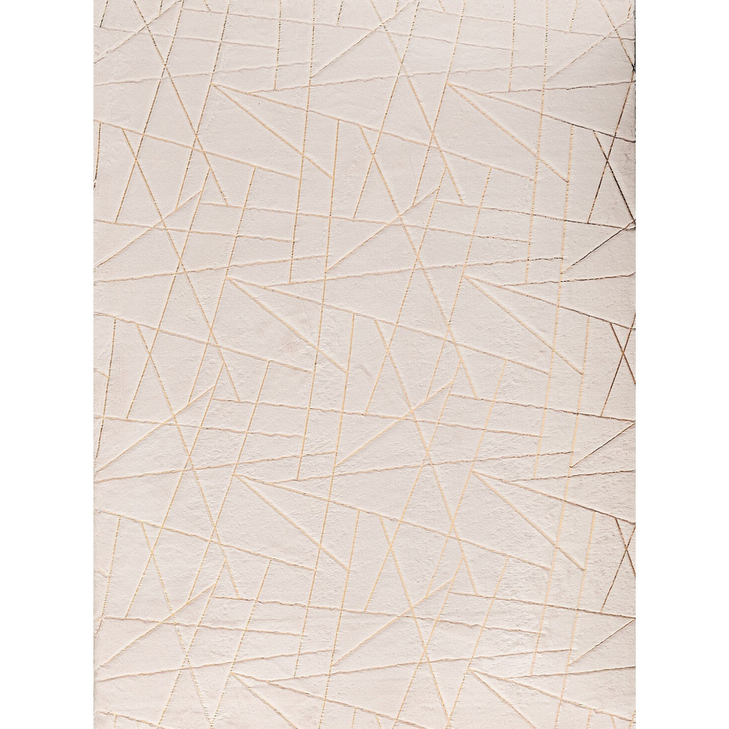 6' X 9' Beige and Gold Faux Fur Abstract Shag Non Skid Area Rug