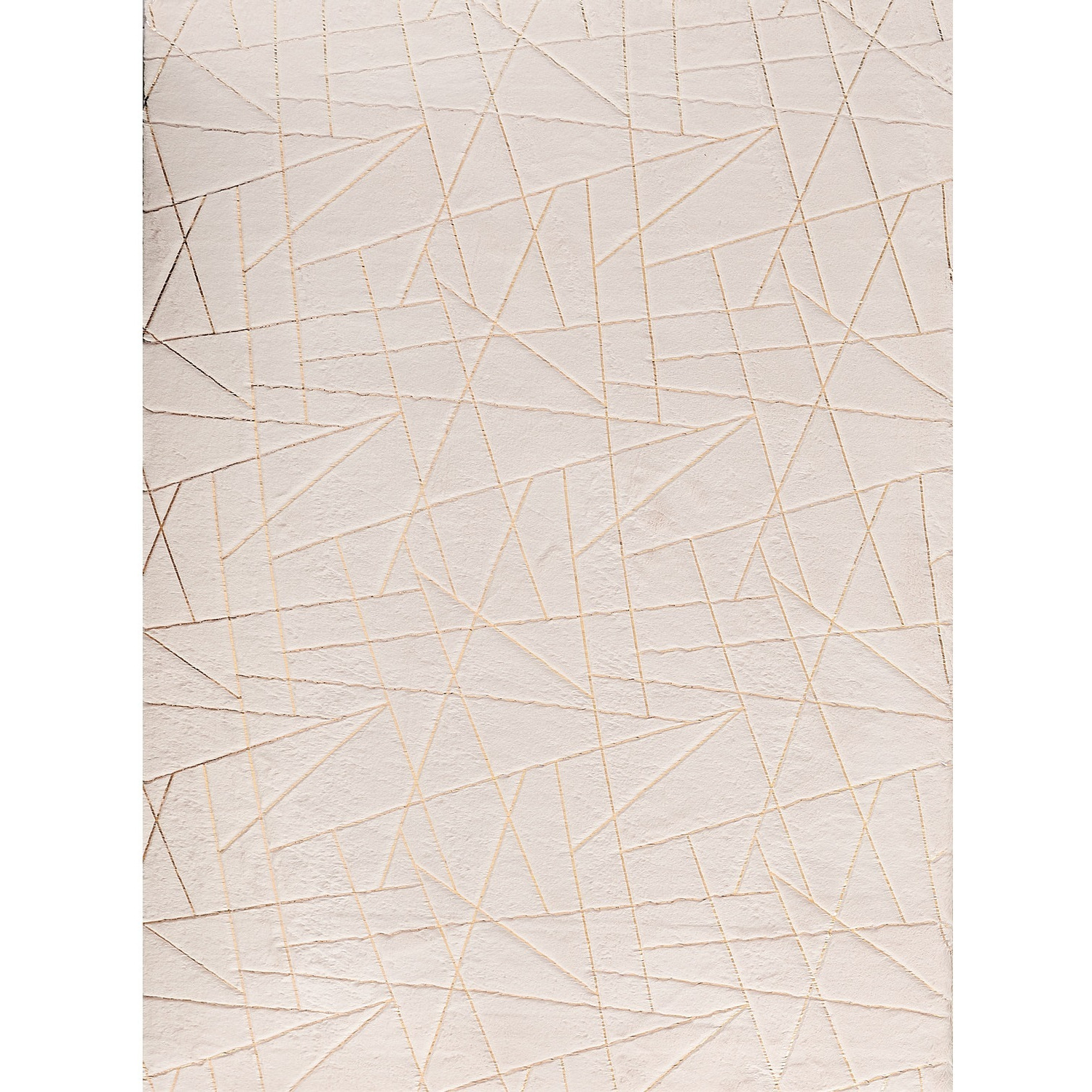 8' X 11' Beige and Gold Faux Fur Abstract Shag Non Skid Area Rug
