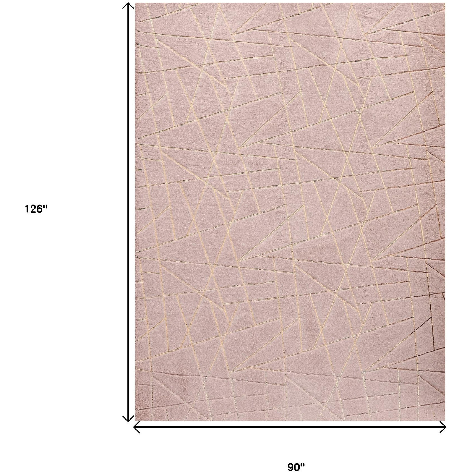 8' X 11' Pink and Gold Faux Fur Abstract Shag Non Skid Area Rug