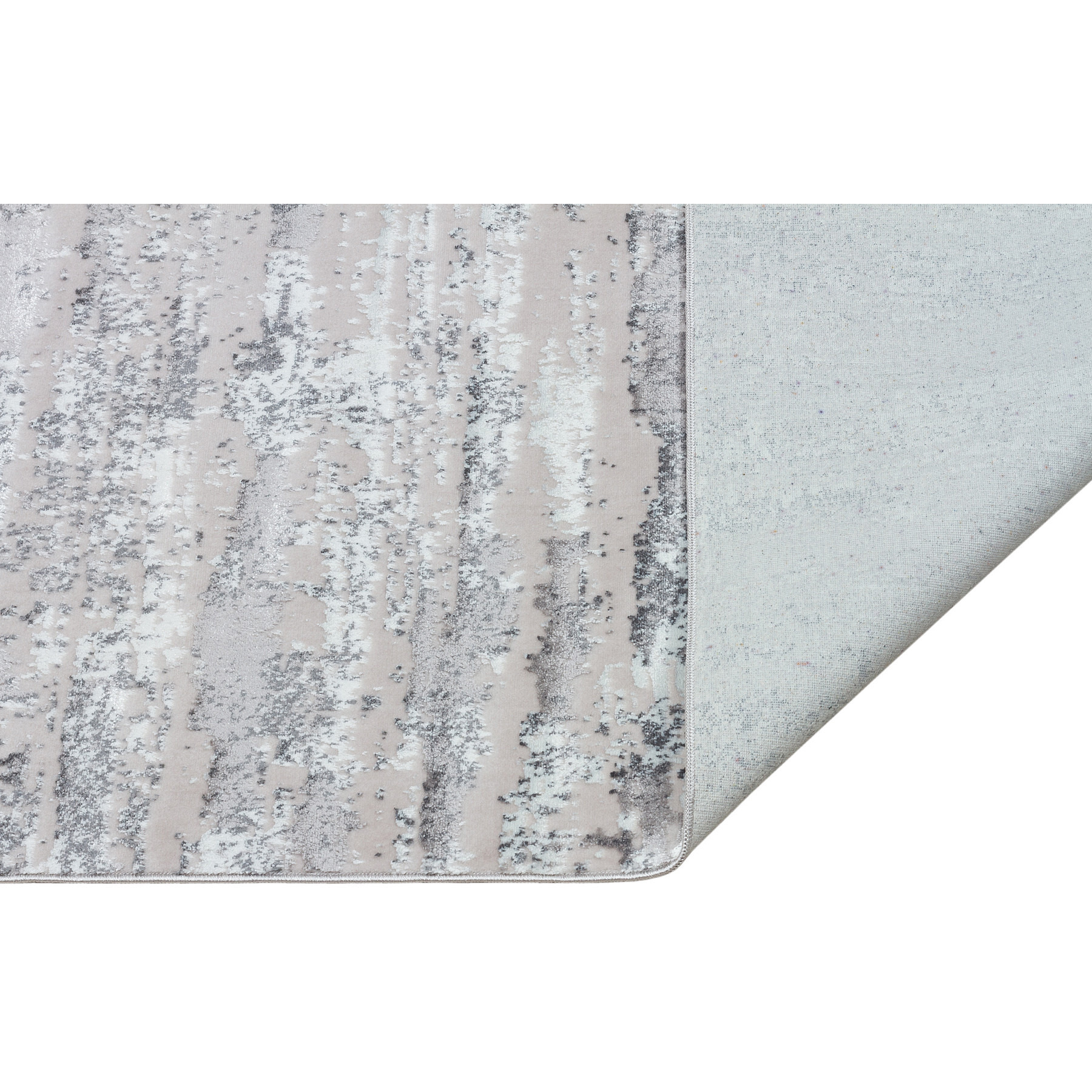 10' Gray and Silver Abstract Washable Non Skid Runner Area Rug