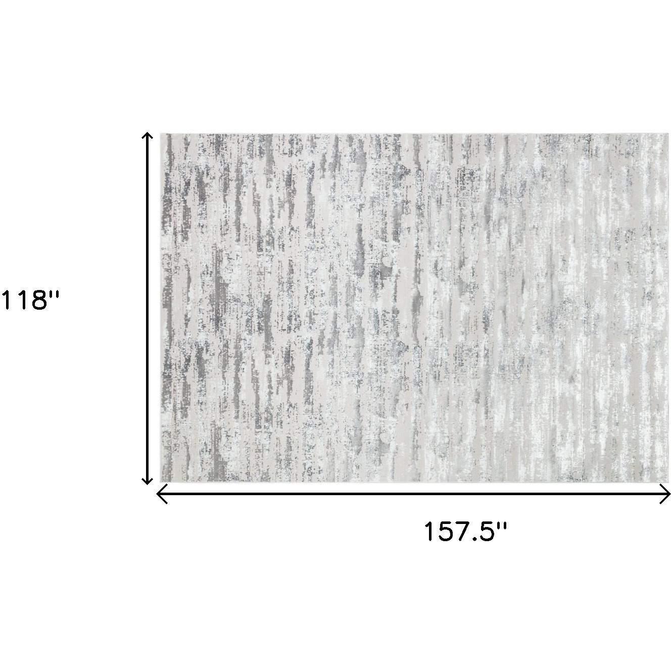10' X 13' Black and Silver Abstract Washable Non Skid Area Rug