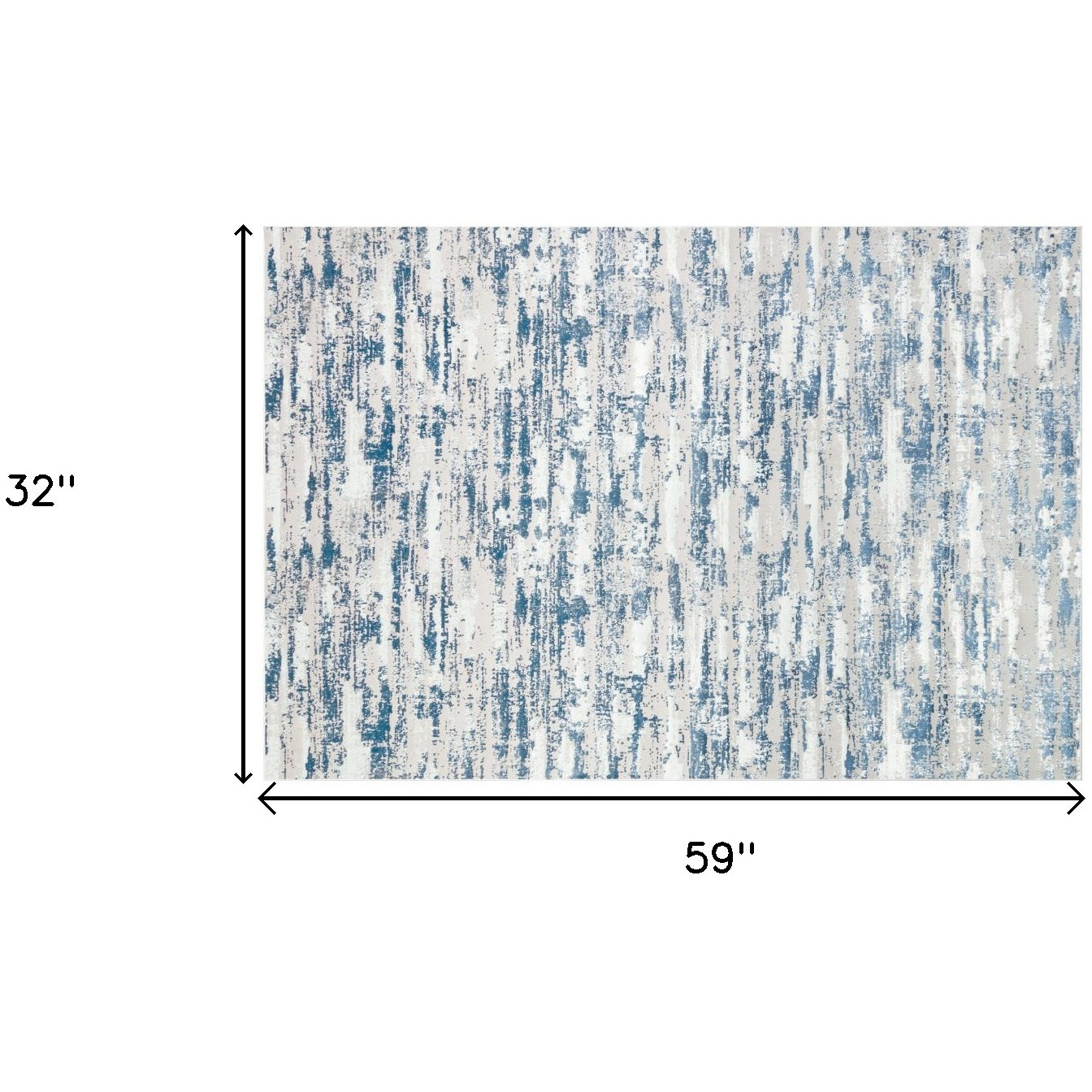 3' X 5' Blue and Gray Abstract Washable Non Skid Area Rug