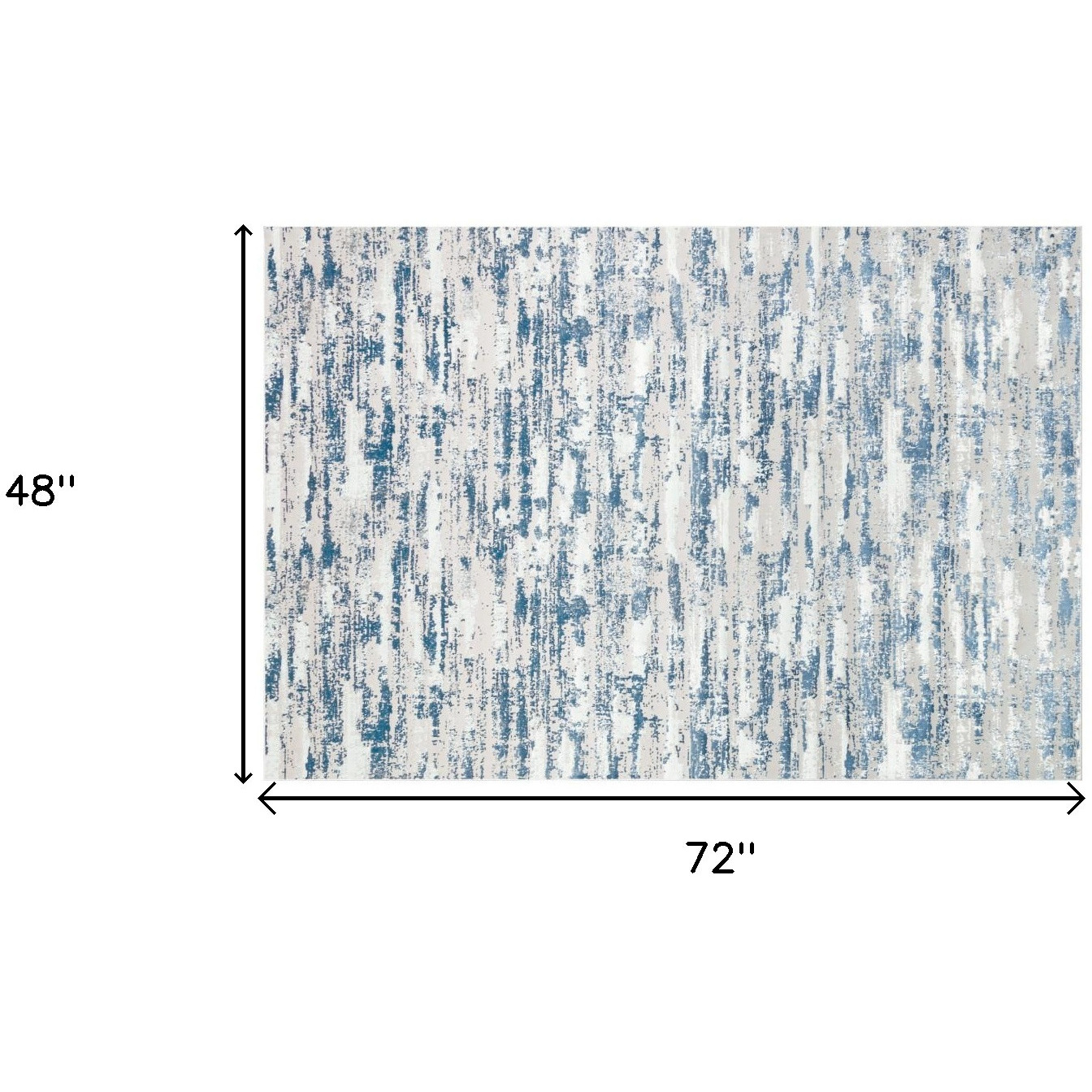 4' X 6' Blue and Ivory Abstract Washable Non Skid Area Rug