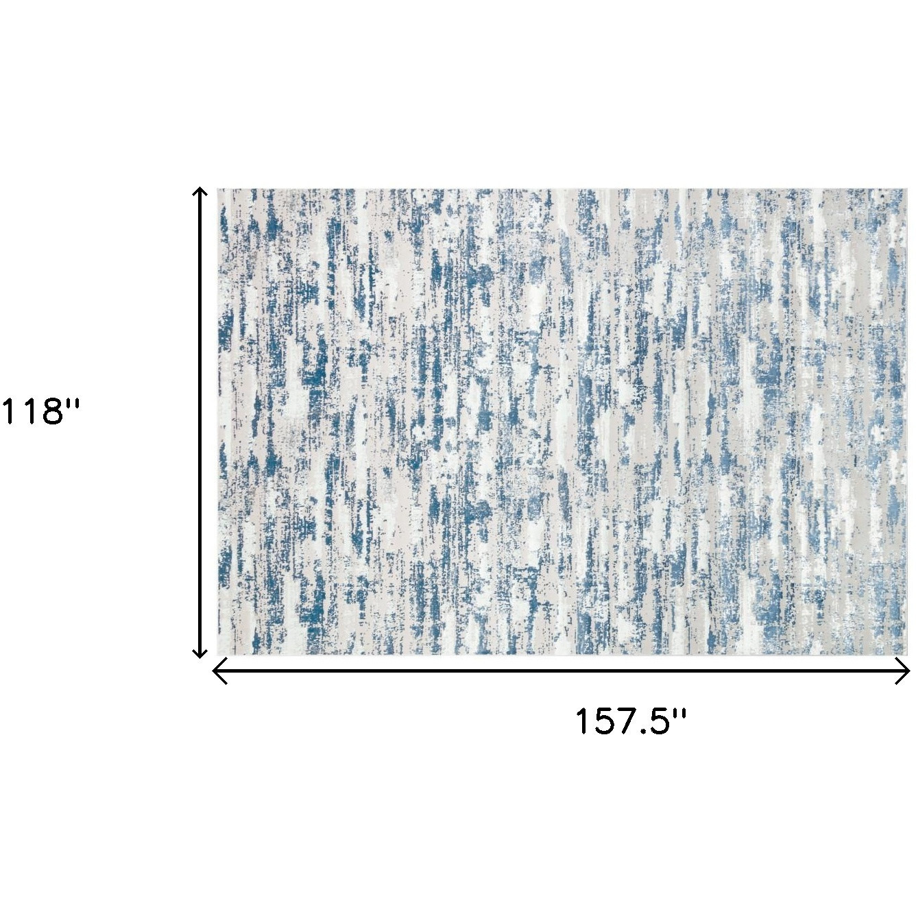 10' X 13' Blue and Ivory Abstract Washable Non Skid Area Rug