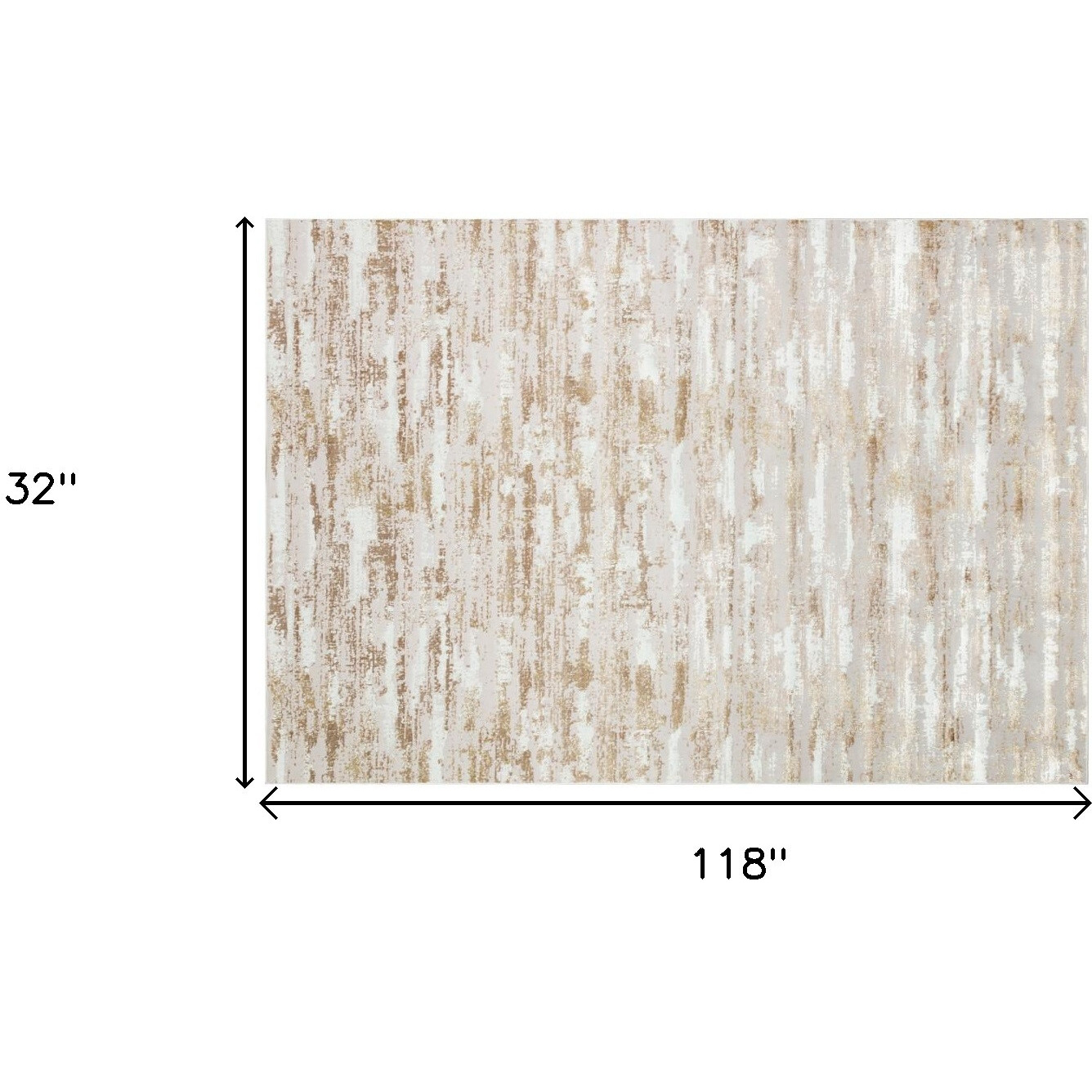 10' Gold and Ivory Abstract Washable Non Skid Area Rug